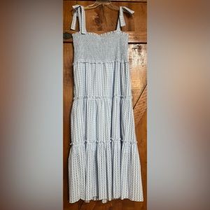 NWOT Sweet Generis Striped Tie Strap Smocked Dress Sz L